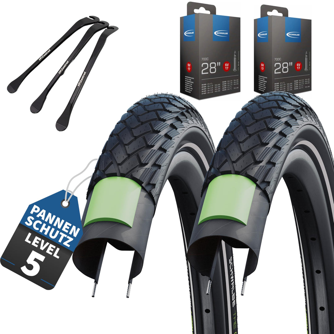 Schwalbe Fahrradreifen Green Marathon 28 Zoll – Verschiedene Grössen (37-622 bis 55-622) – Optional