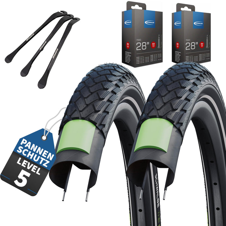 Schwalbe Fahrradreifen Green Marathon 28 Zoll – Verschiedene Grössen (37-622 bis 55-622) – Optional