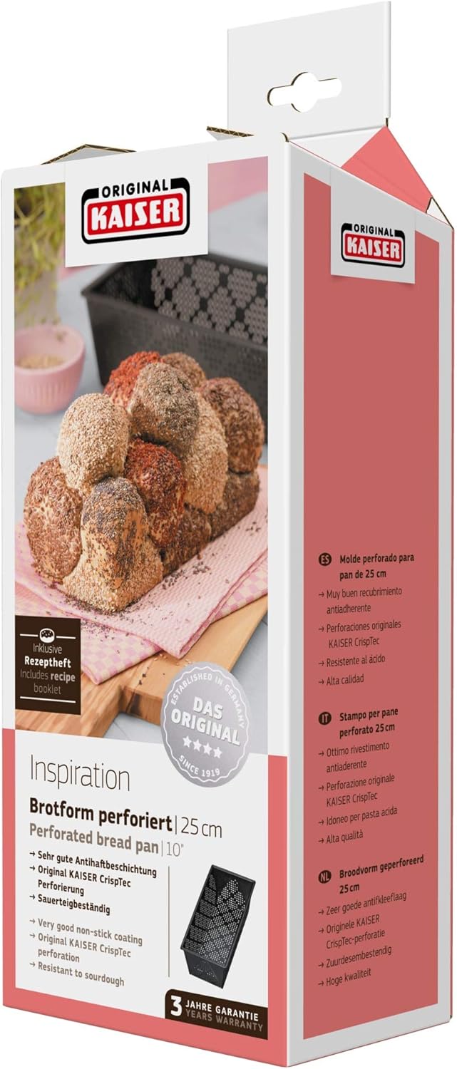 Original Kaiser Inspiration Brot Backform perforiert 25 x 11 cm, Backform für 750g Brote, Kastenform