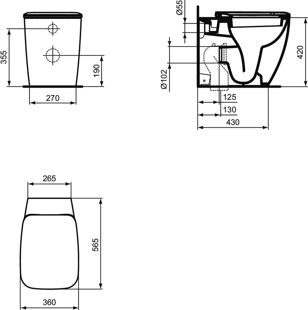 Ideal Standard T661101 WC-Sitz Original Slim Serie 21 mit Soft-Schliess-Komfort gebremster Verschlus