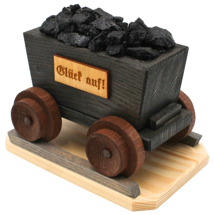 Dekohelden24 Räuchermann, Räucherfigur als Bergbau Lore, L/B/H 18 x 11 x 14 cm, Schwarz, 14 cm, 14 c