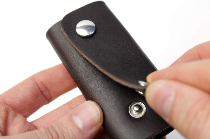 Schlüsseletui, Schlüsselorganizer aus Naturleder für bis zu 8 Schlüssel Handmade in Germany Dunkelbr