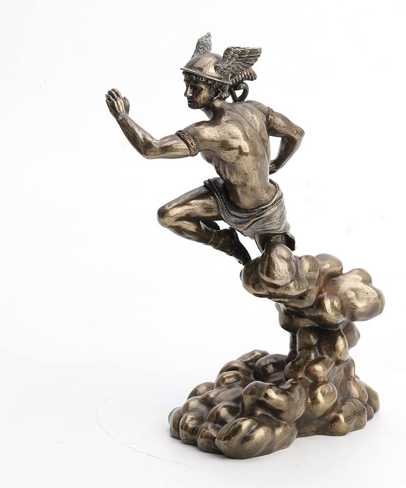 VERONESE Design Polyresin Griechischer Gott Hermes läuft auf Wolken Statue