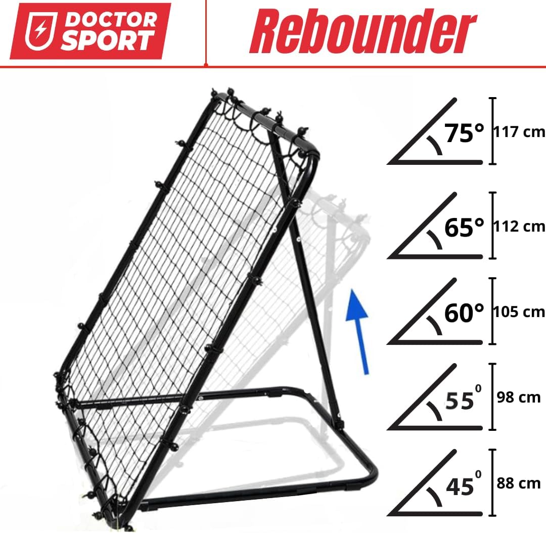 Dr. Sport Rebounder für Fussball - 100x100 cm - Verstellbar und Faltbar - Rebounder für Volleybal, H