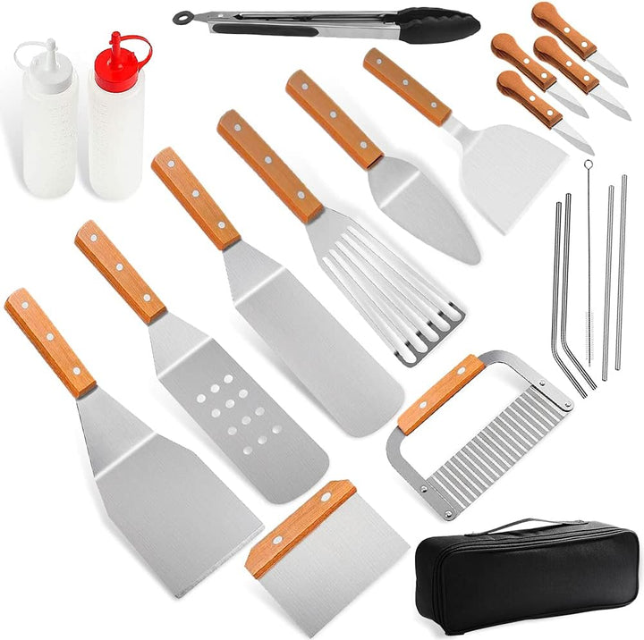 Home Safety Grillbesteck Set - 20-TLG Grillspachtel Set Werkzeugset, Profi BBQ Zubehör Grillwender a