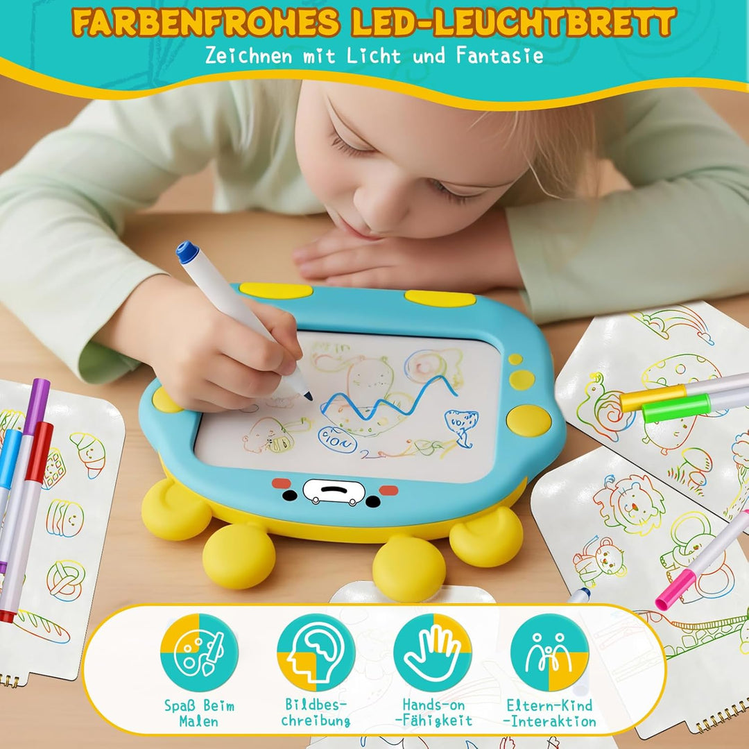 Leuchtendes Led Zeichenbrett für Kinder, Led Zeichenbrett mit 8 Farben Stift, 8 Beleuchtungsmodi, Ab