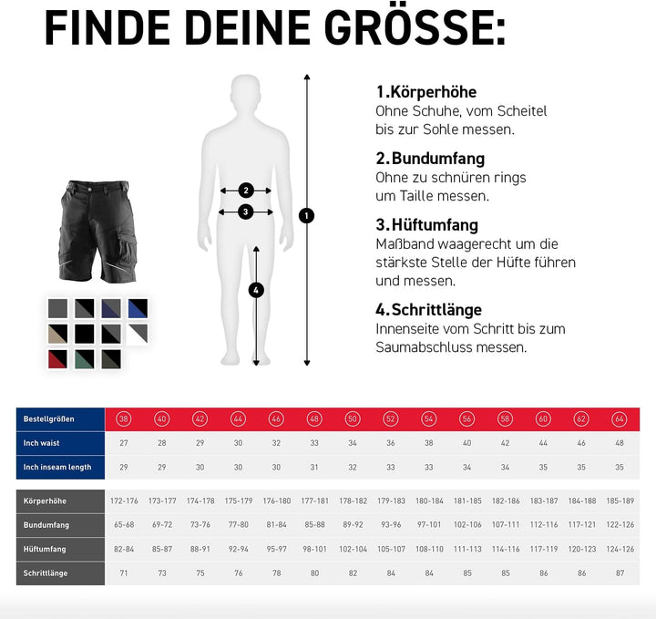 KÜBLER Workwear KÜBLER ACTIVIQ Arbeitsshorts schwarz, Grösse 54, Herren-Arbeitsshorts aus Mischgeweb