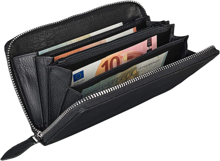 STILORD 'Emilia' Damen Portemonnaie RFID Schutz Elegante Klassische Geldbörse gross aus echtem Rinds
