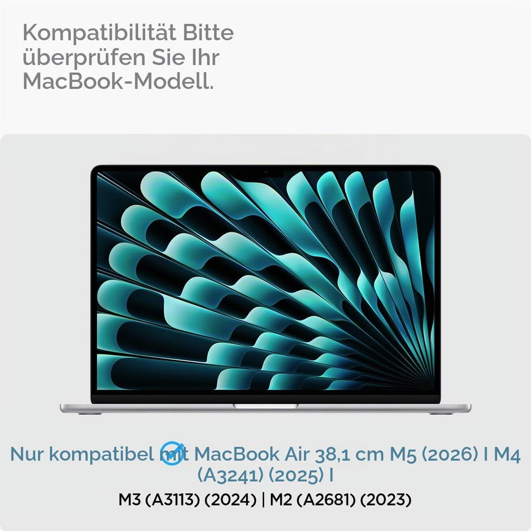 Spigen Displayschutz für MacBook Air 15 Zoll (M2, 2023), Schwarz Volle Abdeckung, Kristallklar, 9H G