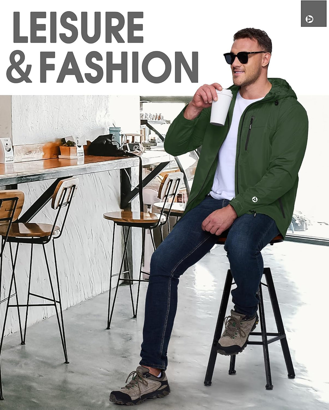 Outdoor Ventures Regenjacke Herren Wasserdicht Atmungsaktiv, Packbar Fahrrad Jacke Leichte Windbreak