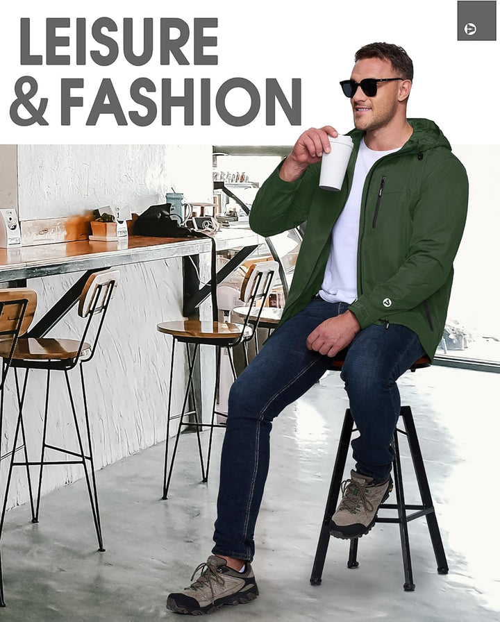 Outdoor Ventures Regenjacke Herren Wasserdicht Atmungsaktiv, Packbar Fahrrad Jacke Leichte Windbreak