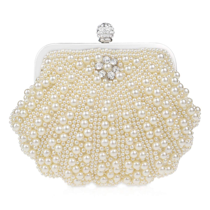 NICOLE&DORIS Imitat Perle der Frauen Bördelte Harte Fallkupplungstasche,Hochzeit Handtasche Abschlus