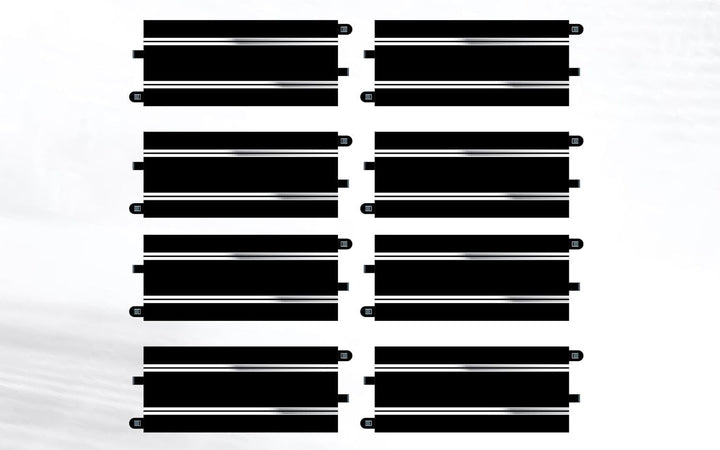 Scalextric Gerade, 8 Stück, Erweiterungsset, Schwarz 5 - 8 x Standard Straights, 5 - 8 x Standard St