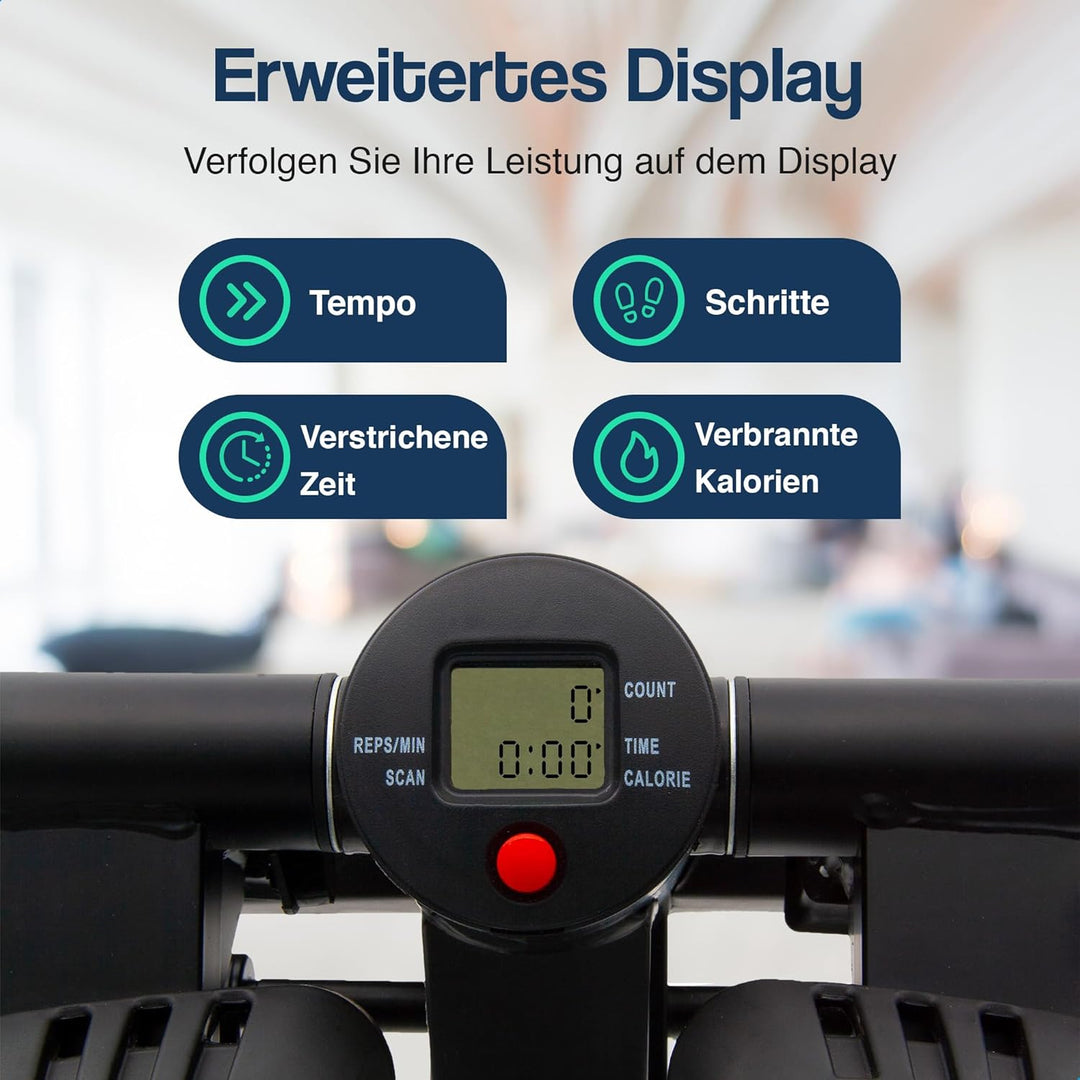 Hulser 2-in-1 Stepper für Zuhause mit Display - Ganzkörpertrainer mit Widerstandsbändern &amp; Griffen -