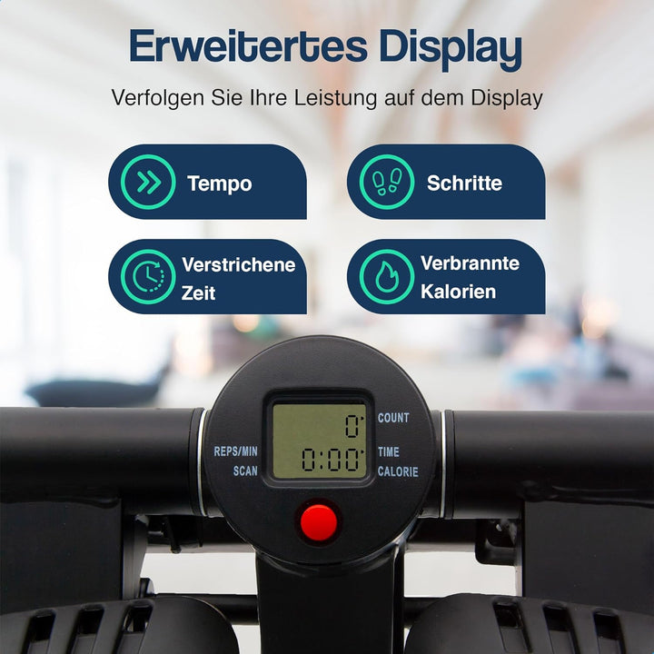 Hulser 2-in-1 Stepper für Zuhause mit Display - Ganzkörpertrainer mit Widerstandsbändern &amp; Griffen -