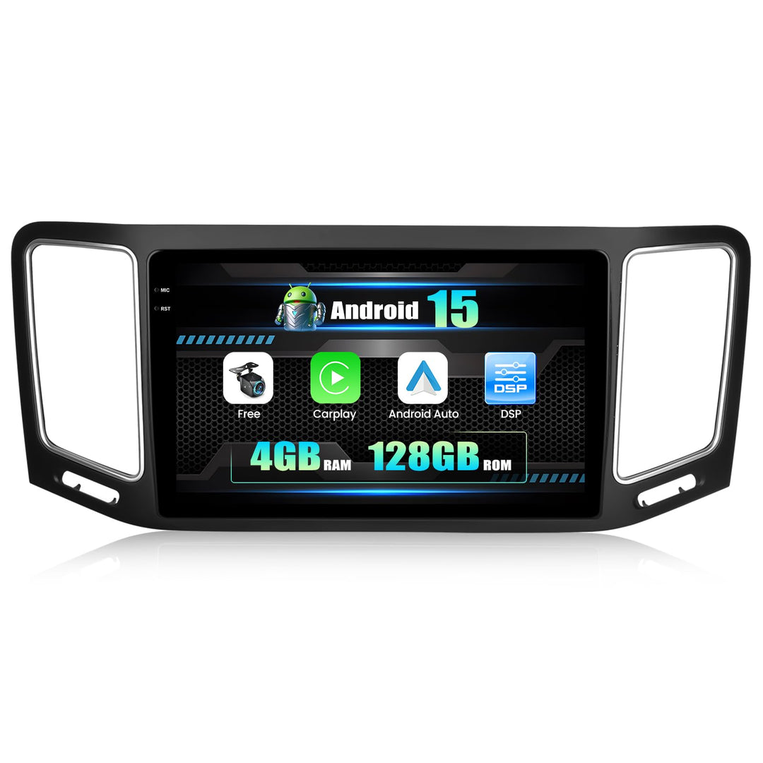 CAMECHO 4G+128G Android 15 Autoradio für VW Sharan 2012-2015 mit Carplay Android Auto,9-Zoll HD Touc