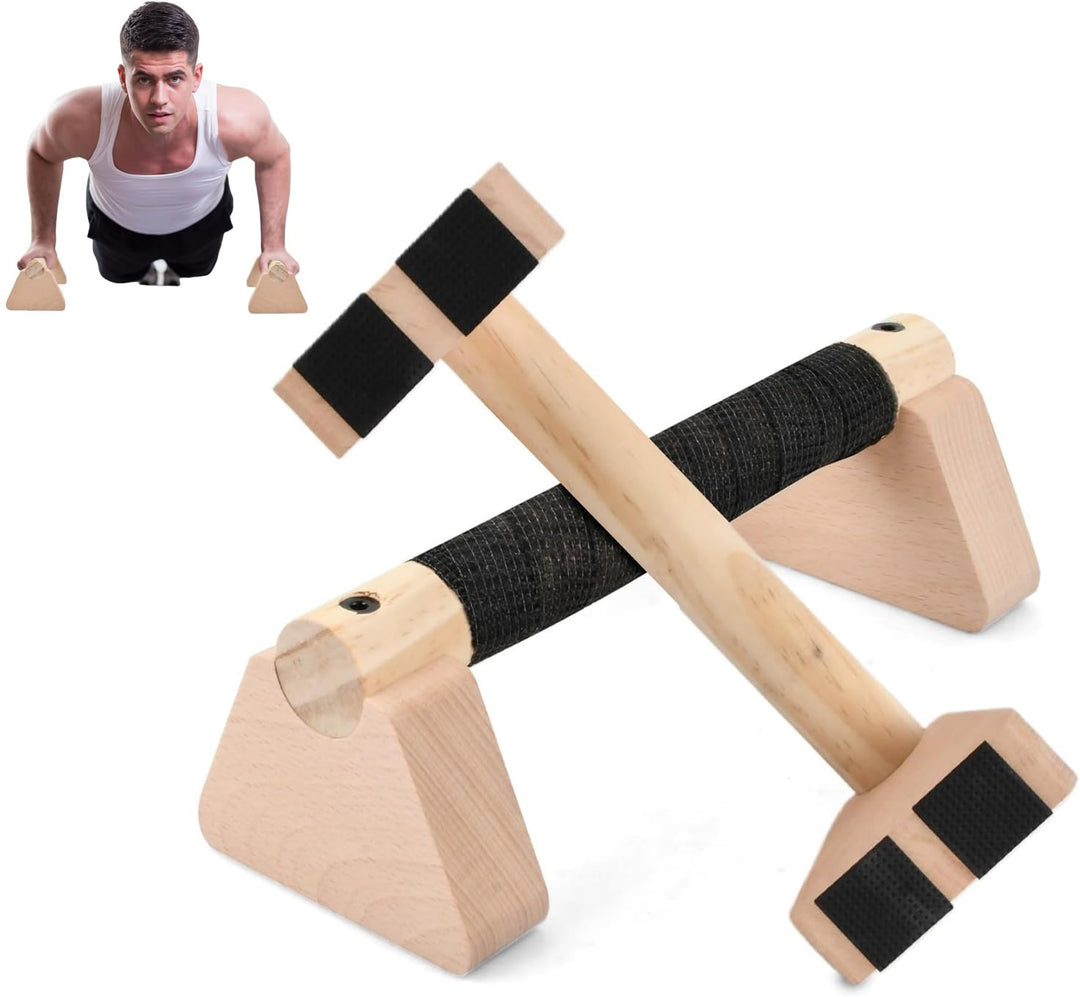 2 Pcs Liegestützgriffe 25cm, Parallettes Calisthenics Equipment, Handstand Griffe aus Holz, mit Anti