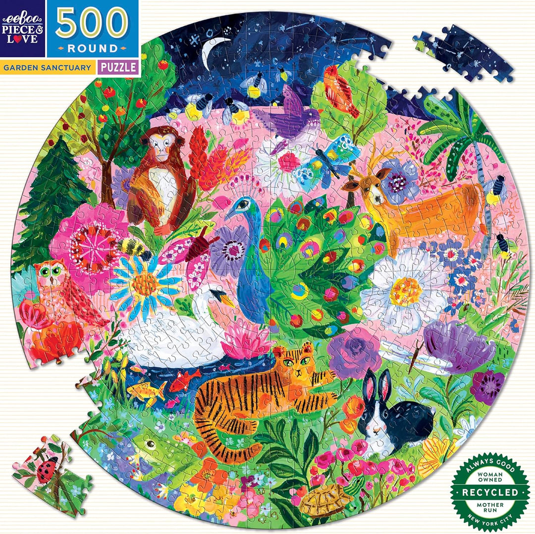 eeBoo - Round Puzzle 500 pcs - Garden Sanctuary - (EPZFGSA