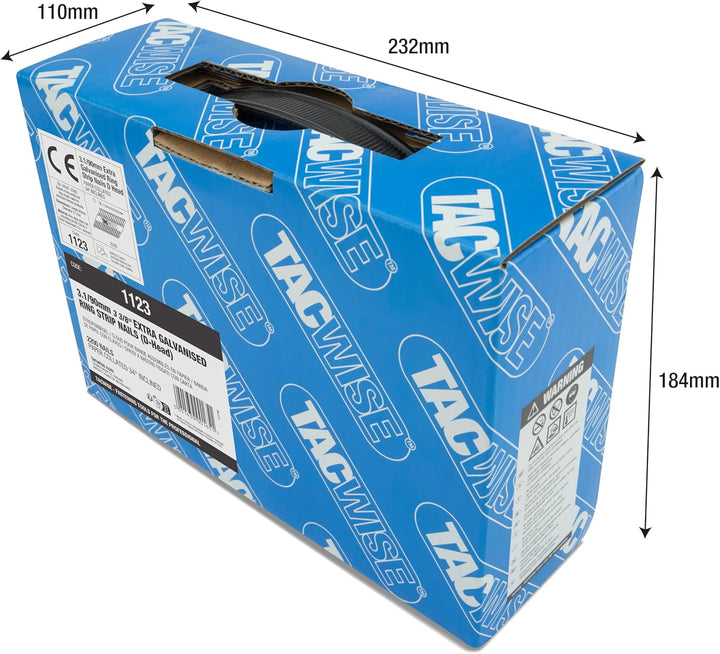 TACWISE 1123 Streifennägel Ring Verzinkt 3,1/90mm (2.200 Stück), Grey, 2200 x 3.1 / 90mm 2200 Stück,