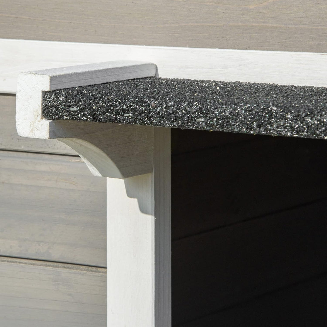 PawHut Katzenhaus aus Holz Winterfest wasserdicht Katzenhütte mit Asphaltdach Terrasse Katzenhöhle K