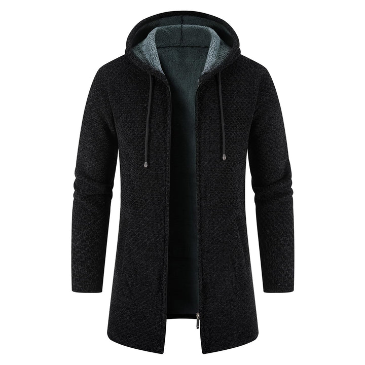 KUDORO Strickjacke Herren Cardigan Lang Trachtenjacke Kapuze mit Kapuze Gestrickt Pullover Hoodie Wi