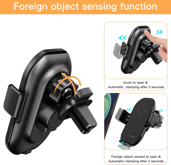 Handyhalterung Auto mit Ladefunktion, 【Smart Sense】 Qi 15W Fast Wireless Charger Auto Induktives Lad