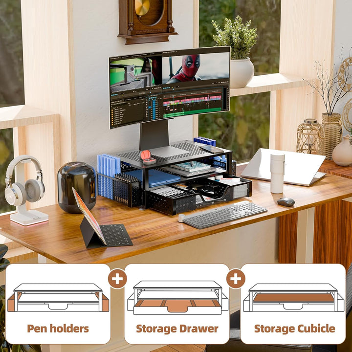 Simple Trending Monitorständer aus Metall mit 2 Ebenen, Monitorerhöhung und Computer-Schreibtisch-Or