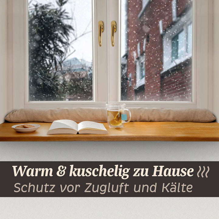 2 Stück Zugluftstopper für Fenster bis 120cm - Waschbar - Energiesparend - Extra Lang & Schwer - Auc