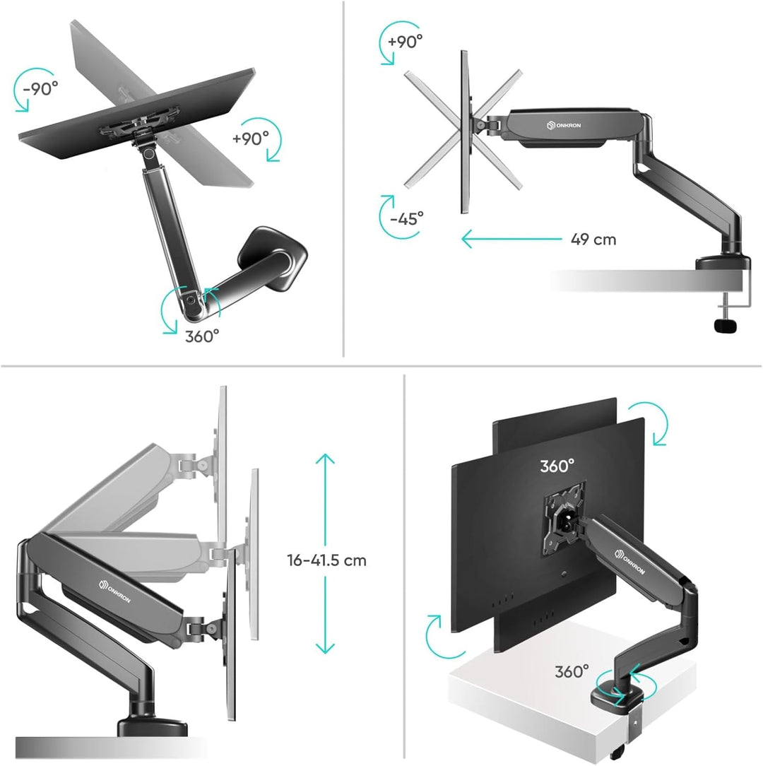 ONKRON Gaming Monitor Halterung Tisch für Monitor und TV 13" - 32" bis zu 8 kg - PC Monitor Arm 1 Mo