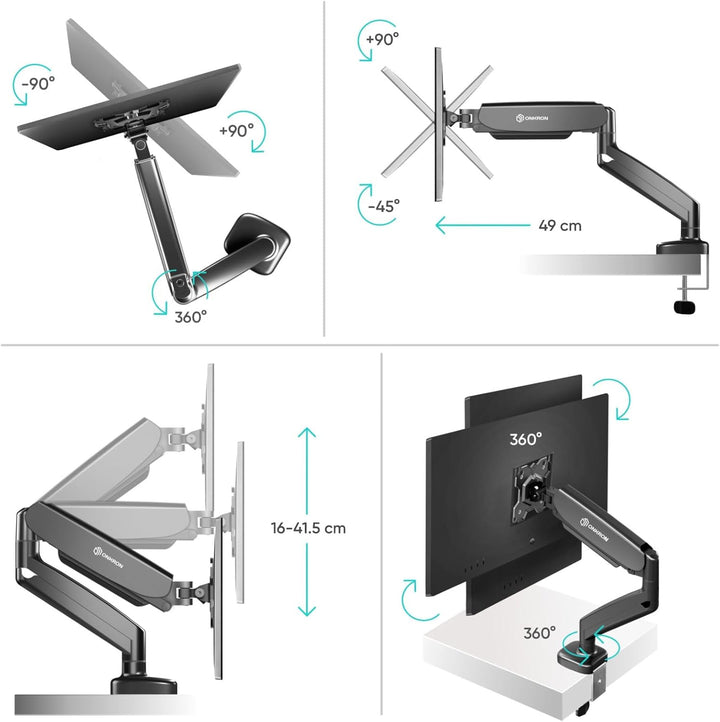 ONKRON Gaming Monitor Halterung Tisch für Monitor und TV 13" - 32" bis zu 8 kg - PC Monitor Arm 1 Mo