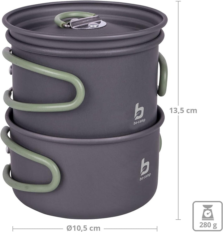 Bo-Camp Alu Kochset 2-teilig Camping Koch Geschirr Trekking Topf Outdoor Pfanne