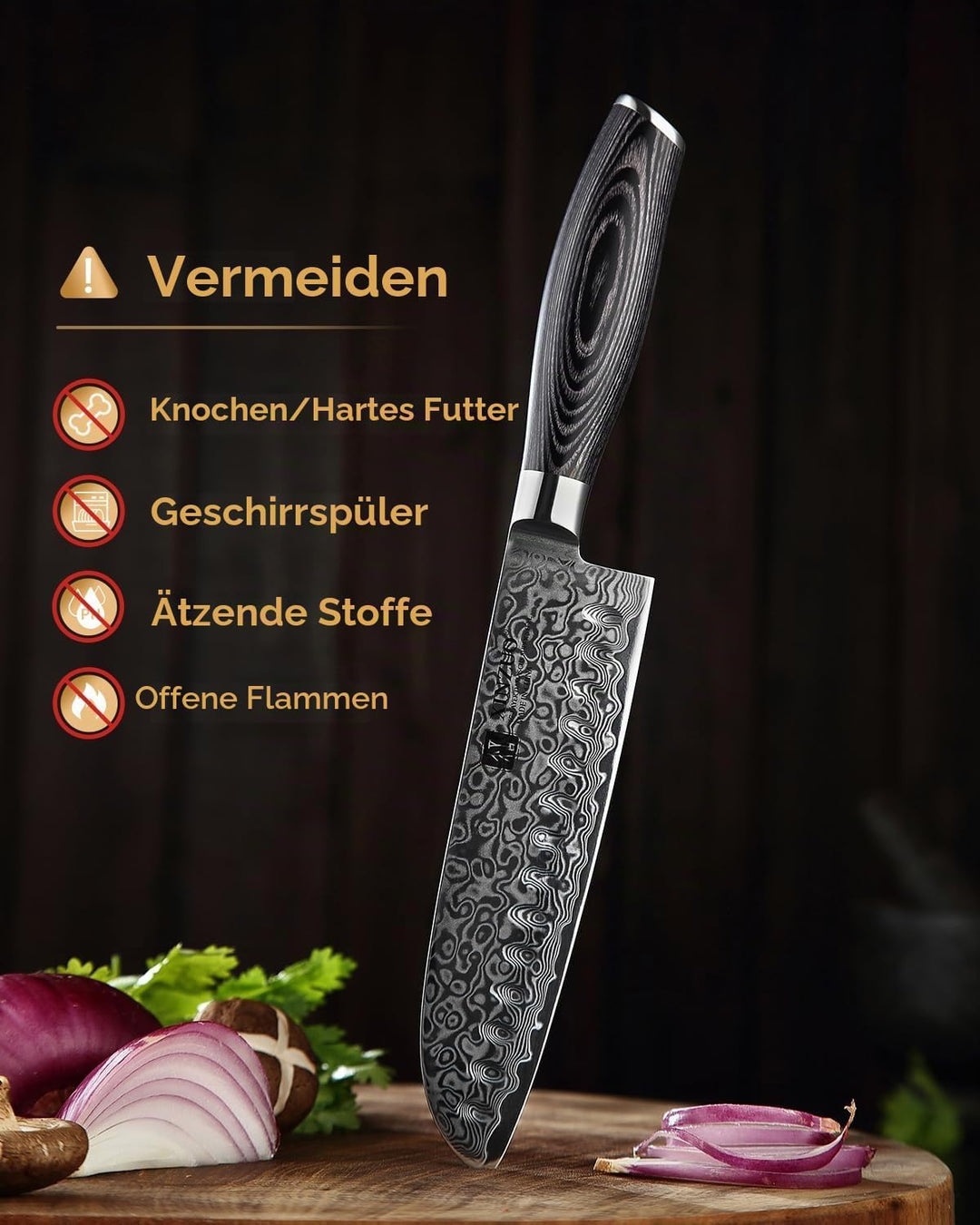 XINZUO 17,8cm Damaststahl Santokumesser, Profi Damastmesser Kochmesser Damaskus Chefmesser, Scharfe