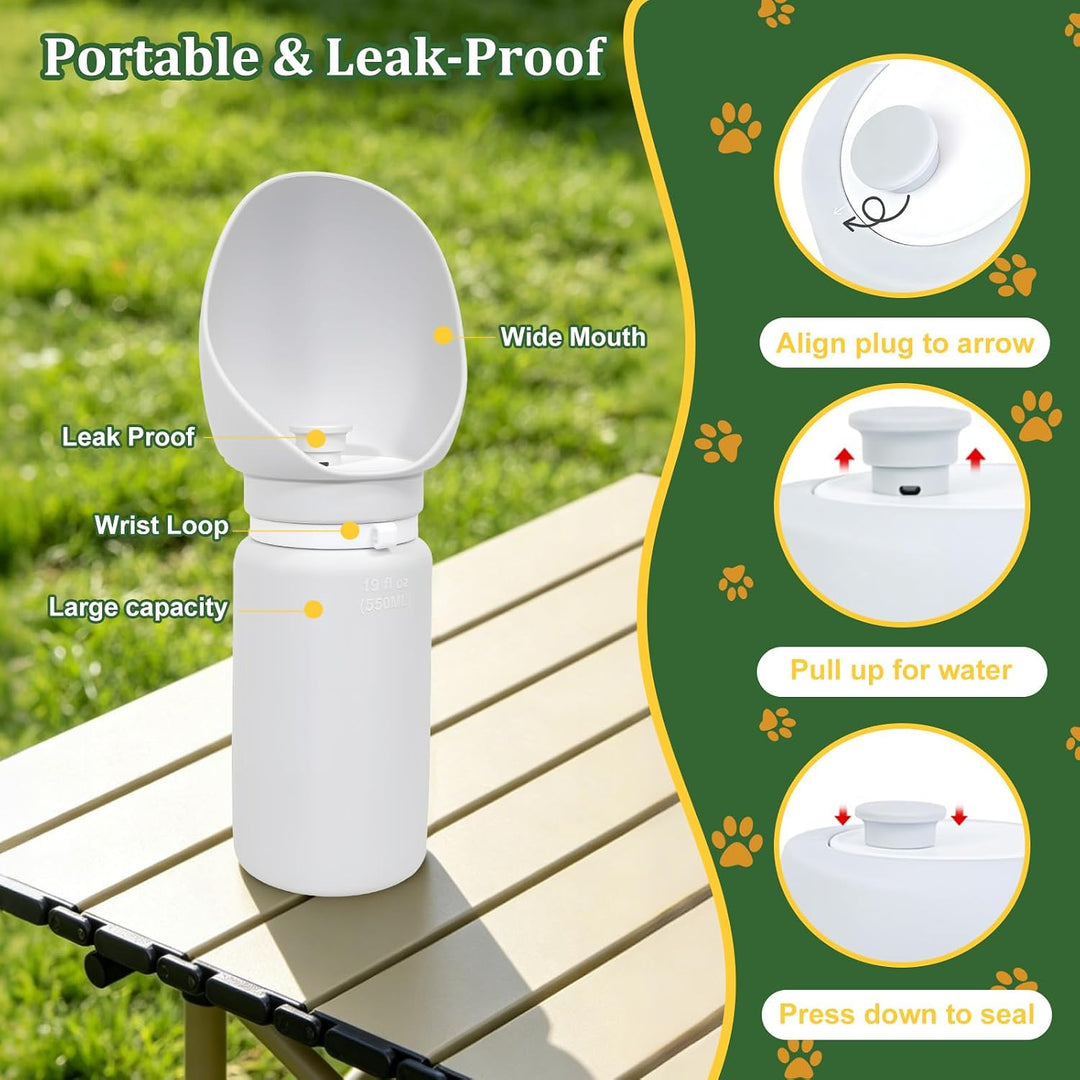 Faltbare Hunde-Wasserflasche, Auslaufsicherer Tragbarer Haustierspender, Wasserflasche mit Integrier
