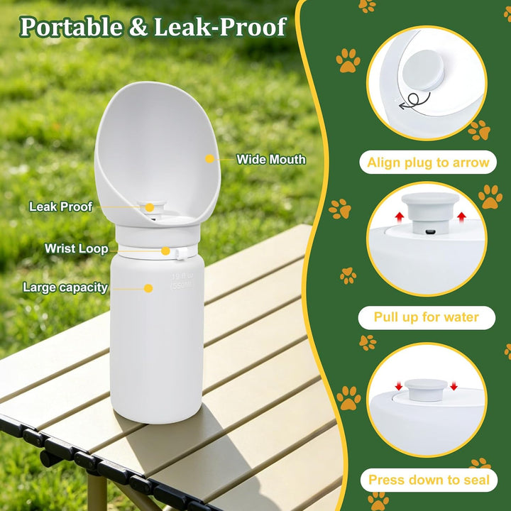 Faltbare Hunde-Wasserflasche, Auslaufsicherer Tragbarer Haustierspender, Wasserflasche mit Integrier