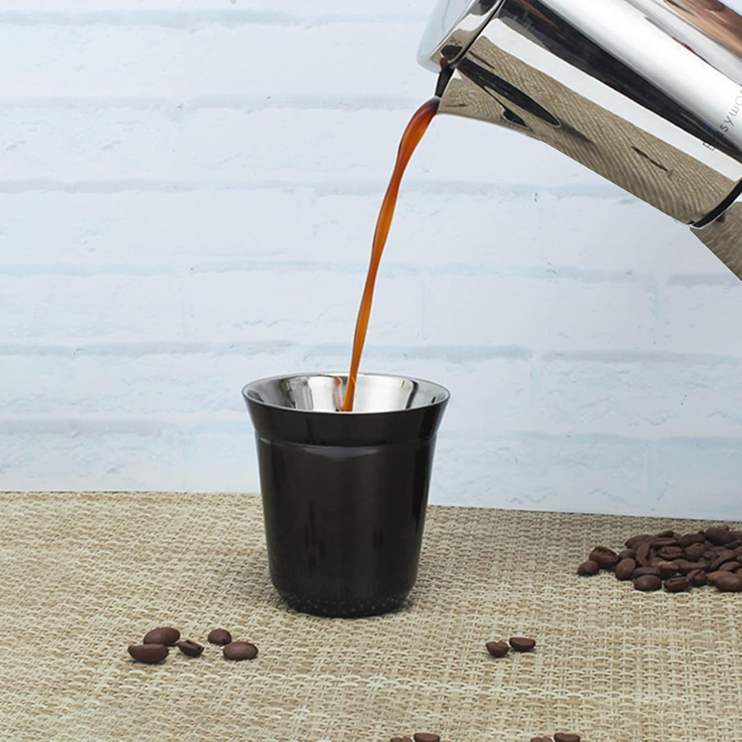 Easyworkz Espressotassen aus Edelstahl, doppelwandig, isoliert, Demitasse-Tassen, 2er-Set, hitzebest