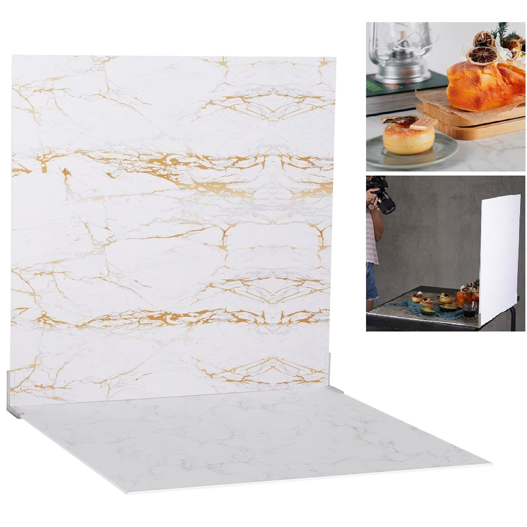 Selens 60x60cm Hintergrund Boards Kit, Flow Gold Weiss Marmor Textur Essen Hintergründe 2 Stück Flat