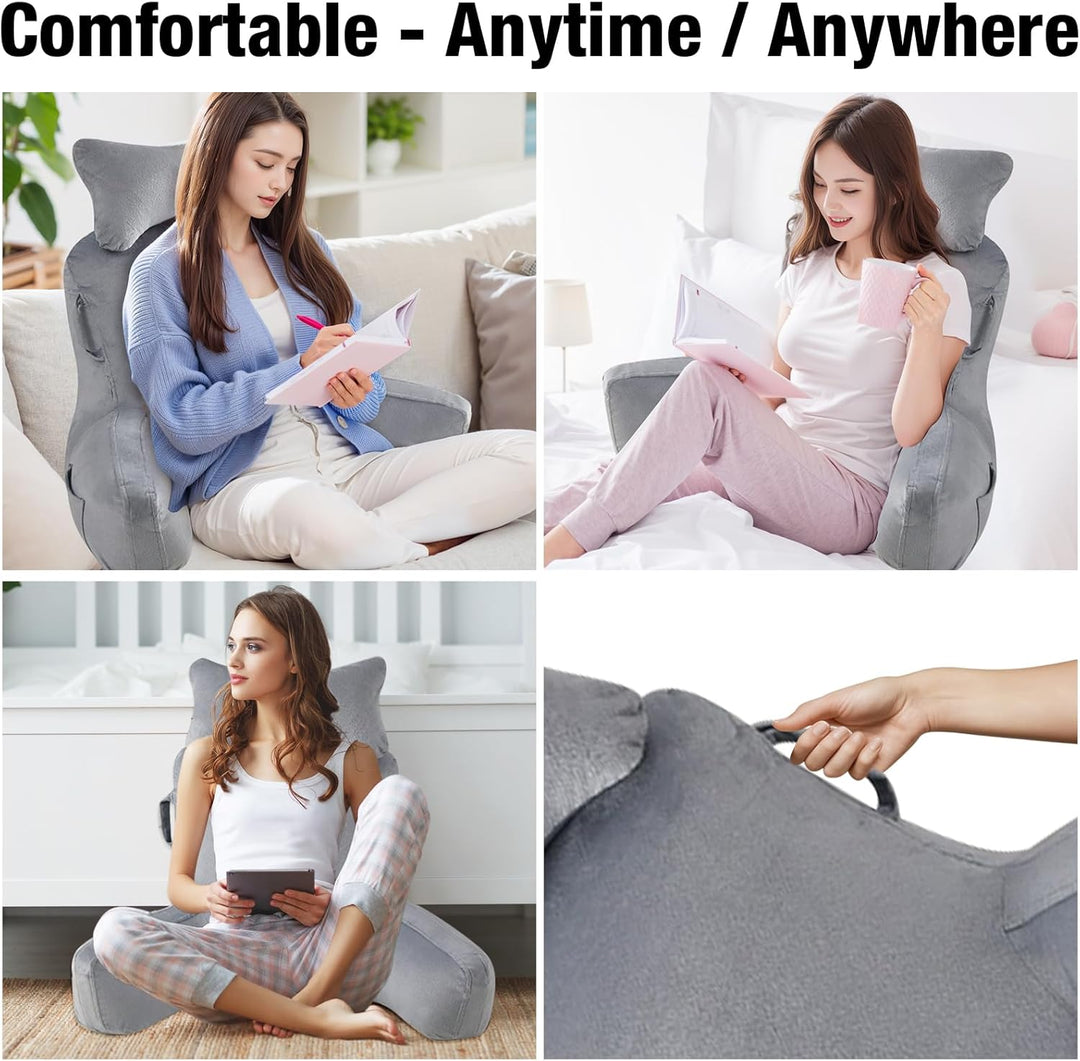 Lesekissen im Bett für Erwachsene, 90x80cm(LxH) Extra gross Rückenkissen zum Lesen mit Abnehmbarer N