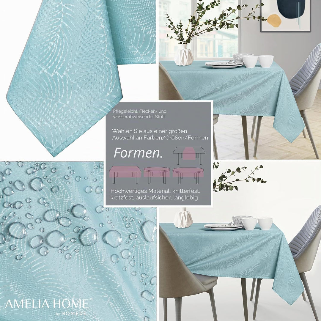 AmeliaHome Tischdecke 110x180 cm Tischtuch Tafeldecke Fleckschutz Lotuseffekt Abwaschbar Wasserabwei