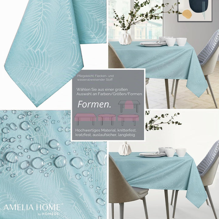 AmeliaHome Tischdecke 110x180 cm Tischtuch Tafeldecke Fleckschutz Lotuseffekt Abwaschbar Wasserabwei