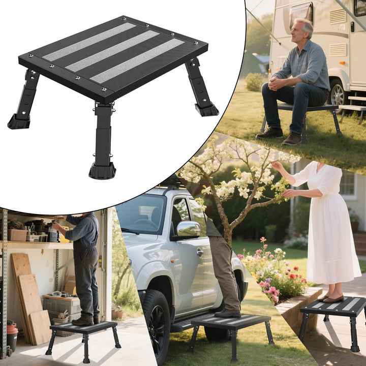 ILOKNZI Aluminium Klapptritt Wohnmobil Tritthocker 1 Stufe Max Belastung 220 kg für Camping/Autowäsc