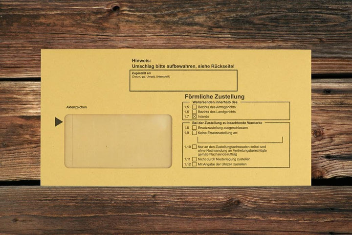 Innere Postzustellungs-hülle mit Einsteckschlitz für förmliche Zustellungen/Nassklebend mit Fenster/
