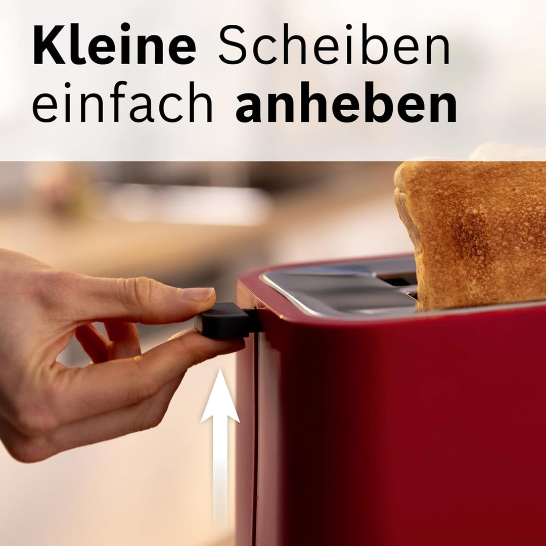Bosch Kompakt Toaster MyMoment TAT3M124, entnehmbarer klappbarer Brötchenaufsatz, mit Auftaufunktion