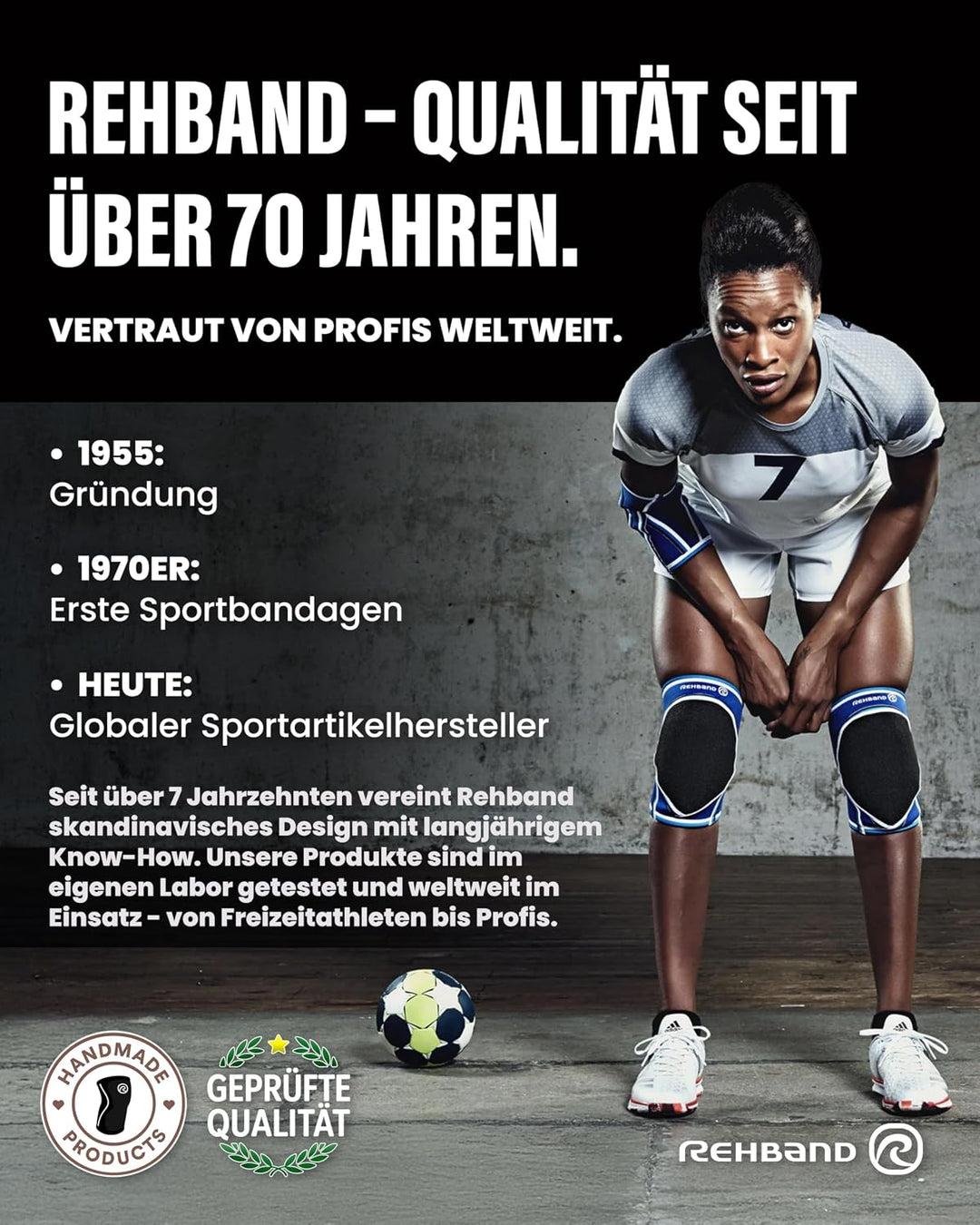 Rehband Knieschützer für Volleyball, Handball &amp; Hallensport, Neopren Knieschoner komfortabel &amp; engan