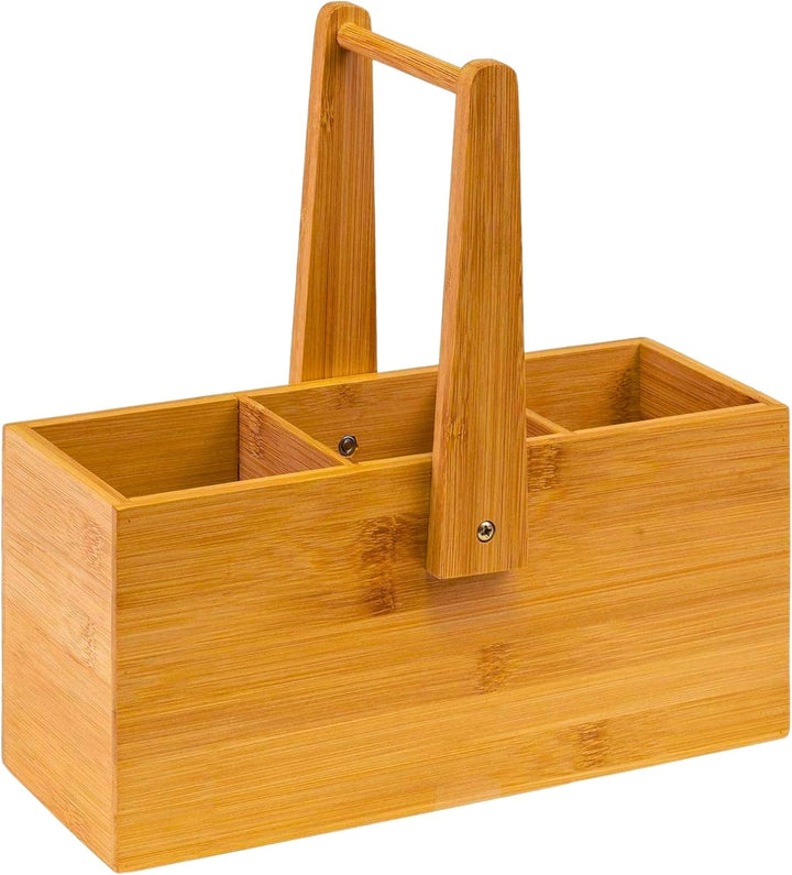 Westmark Küchen-Organizer/Tischbutler, 3 Fächer, mit Tragegriff, Masse: 26,5 x 27,8 x 10 cm, Bambus,