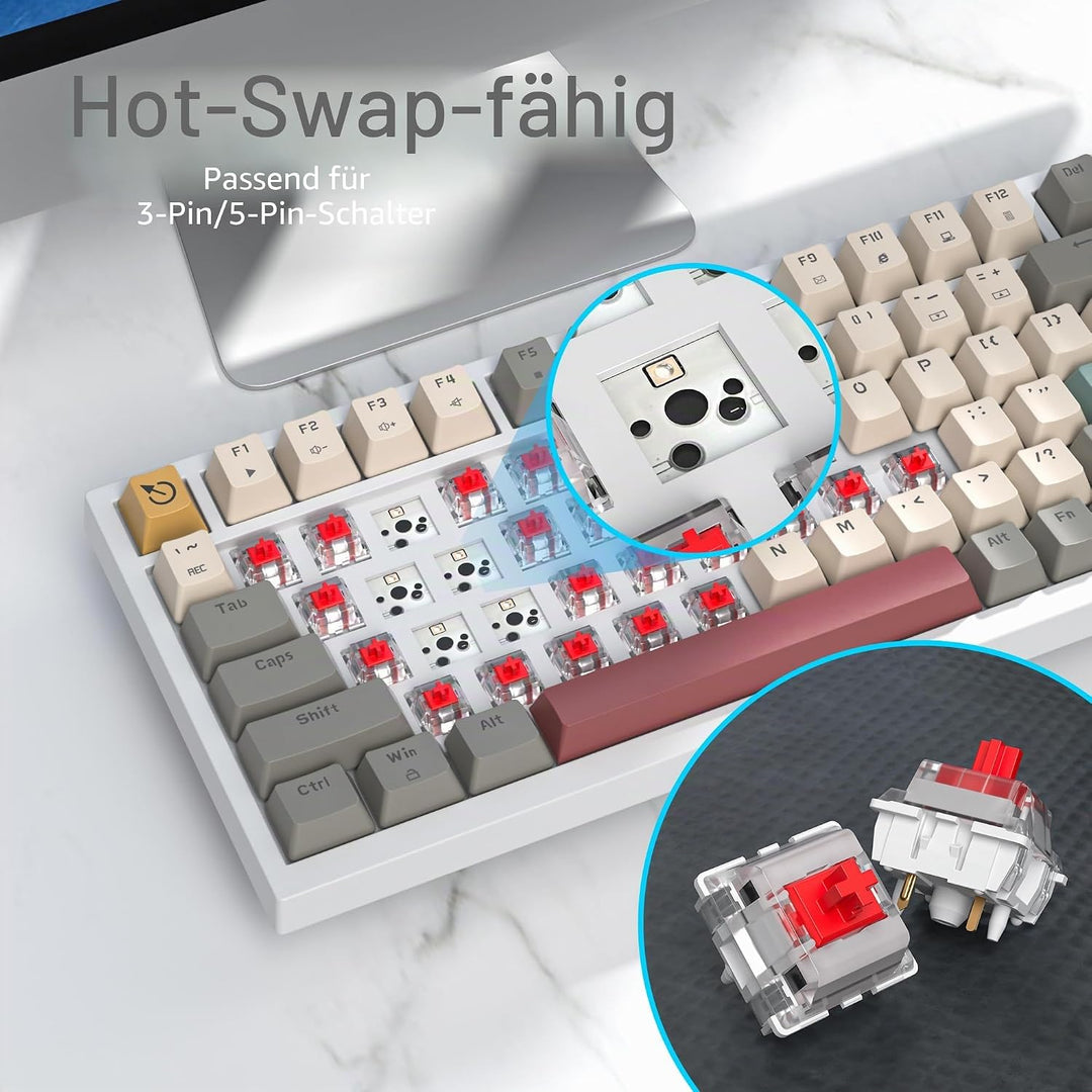 SOLIDEE Verkabelte Mechanische Gaming Tastatur 75 Prozent,hot-swap-fähige Mechanische Tastatur mit G