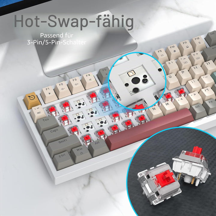 SOLIDEE Verkabelte Mechanische Gaming Tastatur 75 Prozent,hot-swap-fähige Mechanische Tastatur mit G