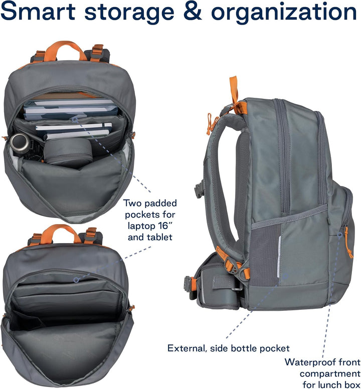 Beckmann Sport Junior Green Orange Schulrucksack, ergonomisch, mit Laptopfach