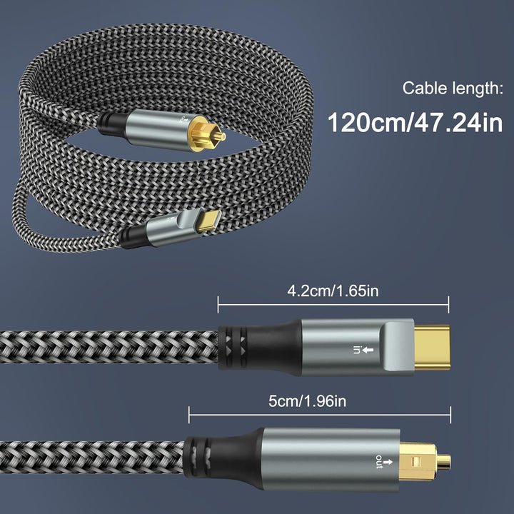 XMSJSIY USB C zu TOSLINK Optisches Audiokabel Unidirectional USB Typ C zu TOSLINK SPDIF Glasfaser Di