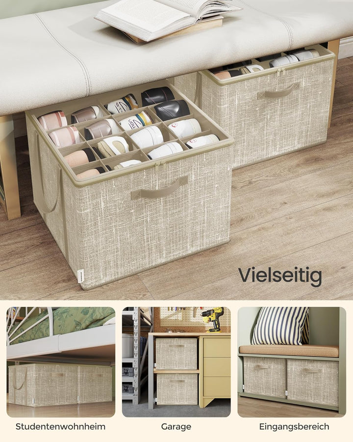 SONGMICS Schuh-Organizer, 2er Set, jeder für bis zu 16 Paar Schuhe, Schuhaufbewahrung, Griffe, trans