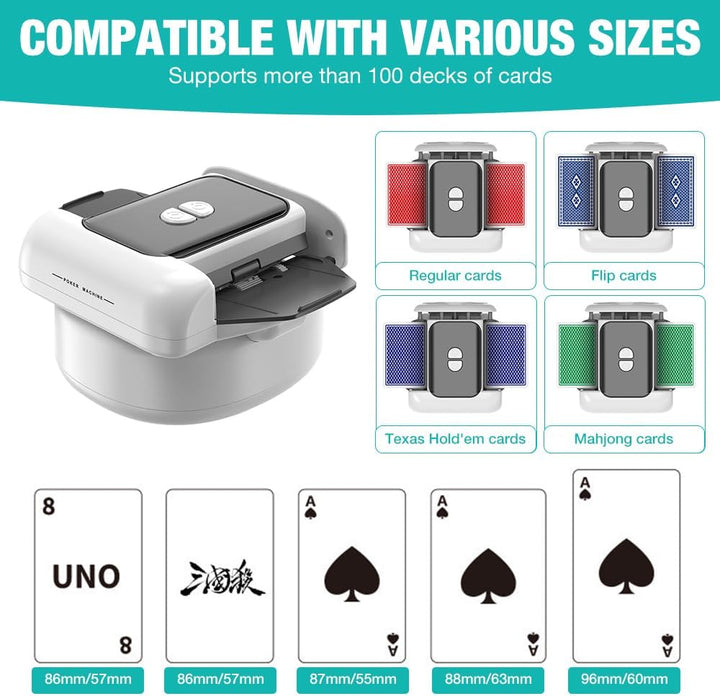 Kartenmischmaschine Elektrische, Automatischer Kartenmischer für 1-2 Deck, USB/Batteriebetriebener K